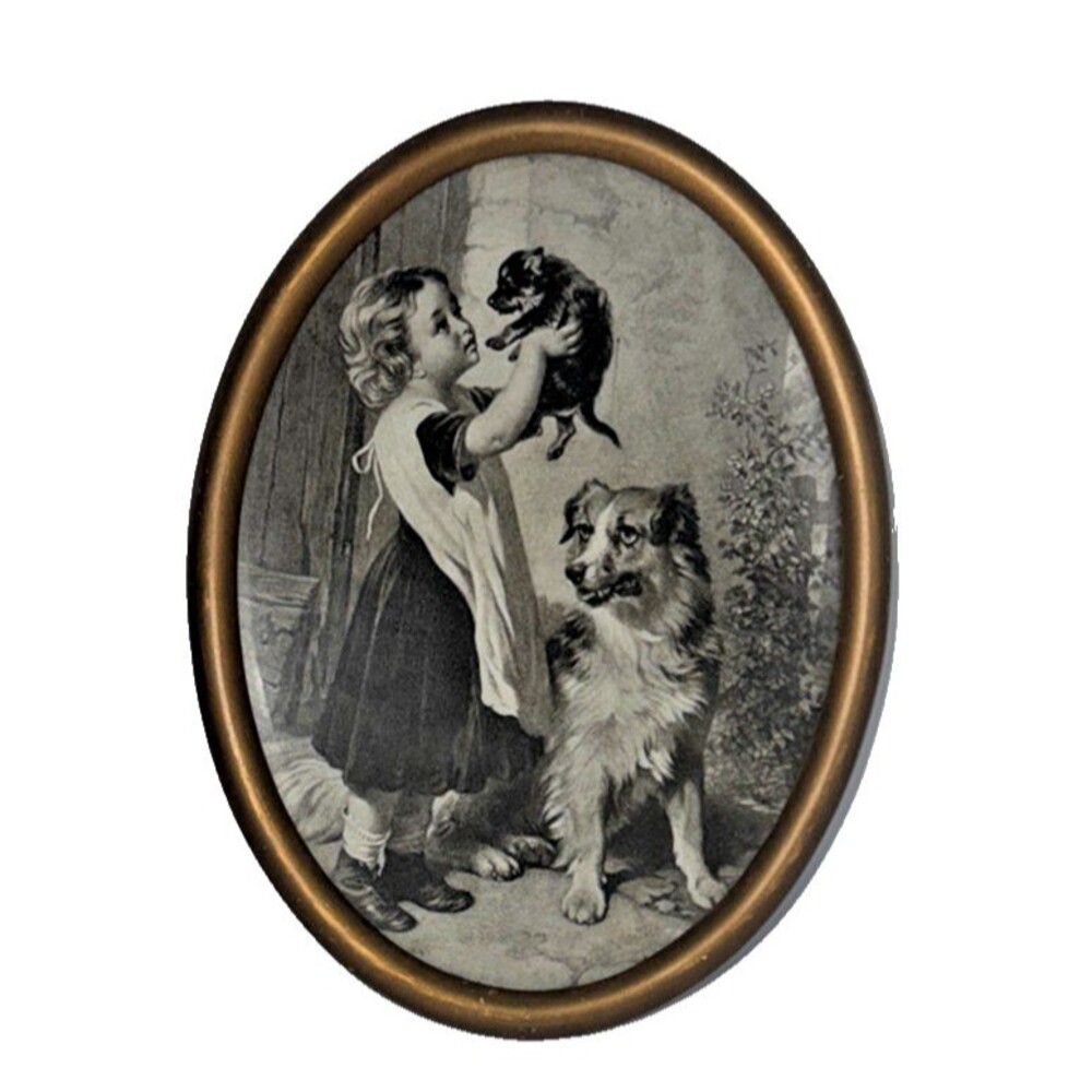 Antique Framed  titled "Kiss Me," originally painted by George Augustus Holmes